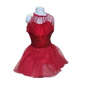 Weissman Halter Sequin Dress Costume Red Size Child Large Halter Tutu Balletcore